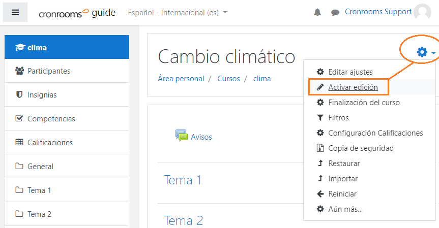 Activar edición